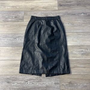 Cayenne Skirt Sz 6 Black Genuine Leather Vtg 80s 90s Goth Office Preppy Biker